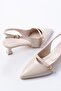 H-470 Beige Patent Leather Hard Hat Buckle Open Back Daily Women's Sandals - 4
