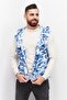 Men Hooded Neck Sleeveless Camouflage Vest, Blue