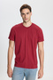 Cotton Slim Fit Slim Fit Crew Neck Claret Red T-Shirt