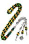 Men's Letter Tassel Heart Design Green Yellow Vernier Powder Amber Prayer Beads
