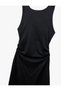 Slim Fit Sleeveless Crew Neck Draped Back Detail Midi Dress - 5