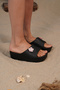 Women's Black Flower Buckle High Sole Eva Slippers 5cm Byndcm01 - 3