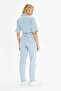 Ice Blue Jean Denim Half Sleeve Denim Jumpsuit - 5