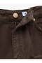 Normal Waist Cotton Pocket Detailed Fringed Leg Mini Jean Shorts - 7