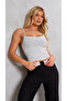Women's White Striped Slim Strap Tank Top - 2