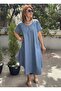 Flared Long Denim Dress with Pockets - 2