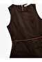 Sleeveless Crew Neck Belt Detail Pocket Cotton Mini Denim Dress - 5