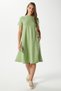Women's Hanna Pocket Bell Cut Green Combed Cotton Summer Dress 14266 - 3