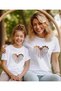 Melting Heart Printed Mother-Daughter Combination T-Shirt (Single Product, Add 2 Pieces to the Cart for the Combination)