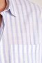 Men's Regular Fit Classic Cut Oversize 100% Cotton Short Sleeve Linen Texture Single Pocket Striped Navy Blue - 3