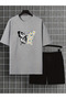 Unisex Papatyakelebek Design Printed Tshirt Tracksuit Set