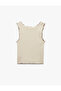 Cotton Contrast Detailed Sleeveless Crew Neck Tank Top - 4