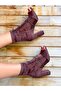 Happy Brown Calf Suede Mesh Detail 10 cm Heel Summer Boots Sandals - 5