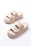 861-1034 Beige Women's Slippers with Snap Fastener and Wedge Heel - 3