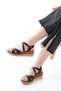 731-045 Black Cross Genuine Leather Wedge Heeled Daily Women's Sandals - 2