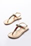 152-1110 Gold Multi Broken Glass Stone Flip Flops Women's Sandals - 5