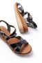 731-045 Black Cross Genuine Leather Wedge Heeled Daily Women's Sandals - 4
