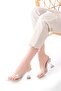 S-619 White Patent Leather Transparent Banded Transparent Heeled Round Toe Women's Slippers - 2