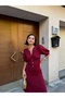 BALLOON SLEEVE FRONT BUTTON DETAIL MIDI DRESS - 4