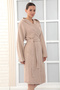 Hooded 4 Layer Muslin Bathrobe Unisex - Latte Color - 2