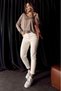 Asian Xtc Beige Cream Mom Jean Women Boyfriend High Waist Lycra Jeans - 3