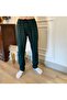 Green Square Patterned Plaid Printed 100% Cotton Pocketed Waist-Tie Pajamas & Sweatpants (Ultra Quality)