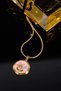 Vintage Series, Pink Color, Flower and Pearl Detail, Locket Steel Necklace - 2