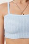 Women's Sky Blue Strappy Stretchy Summer Knitwear Crop Blouse Ns00436 - 4