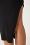 Women's Black Asymmetrical Cut Stretchy Knitted Skirt Cr00494 - 5