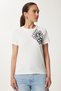 Women's Ecru Floral Embroidered Cotton Knitted T-Shirt Cr00488 - 3