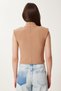 Women's Biscuit Stand Collar Padded Ribbed Stretchy Knitted Blouse Us00992 - 5