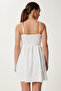 Women's Ecru Strap Stretchy Summer Mini Knitted Dress Gx00003 - 4
