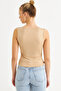 Women's Milk Coffee Square Neck Blouse Tf64-90 - 5