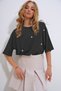 Women's Anthracite Crew Neck Oversize Pearl and Stone Embroidered T-Shirt Alc-X11964 - 2