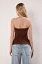 Kahverengi Pamuklu Esnek Straplez Büzgü/Drape Detaylı Örme Bluz TWOSS25BZ00484 - 4