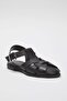 Black Flat-Soled Round-Toe Women's Closed-Toe Mesh Sandal TAKSS25SD00060 - 5