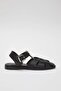 Black Flat-Soled Round-Toe Women's Closed-Toe Mesh Sandal TAKSS25SD00060 - 6