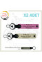 Exclusive for Biker Friends, Leather X2 Keychain with Name Plate and B Rh (+) Blood Group Lettering, Pink-S Brown-Gr