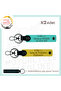 Special Design X2 Keychain, Yellow-Turquoise-Navy, for Motor Lovers, Name Plate and 0 Rh (-) Blood Group