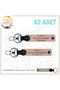 Birthday Gift, Leather X2 Keychain Set with Name Plate and a Rh (-) Blood Type Lettering, Yavruağzı-Sk