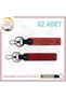Leather X2 Keychain with Name Plate and 0 Rh (+) Blood Type Lettering for Biker Riders, Pomegranate Flower-Red-Sk