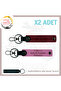 Leather X2 Keychain, Pink-Burgundy-Navy, Gift for the Stylish Owner with Name Plate and 0 Rh (+) Blood Group Written