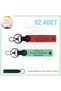 2-Piece Keychain, Pomegranate Flower-Green-Navy, Special Name Plate for Travelers B Rh (+) Blood Type Written
