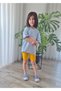 Flower Pattern Puffy Print Blue Tshirt Sun Yellow Biker Leggings Girl's Summer Suit Mtyk0057 - 4