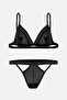 Black Heart Stone Detailed Capless Underwear Set - 2731 - Black - 5