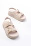 24413-572 Beige Daily Wedge Heel Women's Sandals with Buckle Accessories - 5