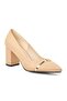 Classic Heeled Stripe Detailed Shoes Women's High Heels Cream