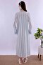 Effortt Blue/Ecru Maternity Nightgown Set with Dressing Gown - 3