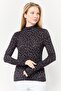 Women Mock Neck Long Sleeves Allover Print Top, Multicolor