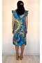 Women's Viscose Woven Tie Dye Patterned Skirt Ruffle Dress - 8